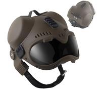 K9 Tactical Dog Helmet, with Lenses and Earmuffs, for Belgian Dutch Terrier German Shepherd Average Sized Training and Outdoor Use(Brown)
