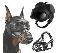 K9 Tactical Dog Helmet with Muzzles, Windproof and Impact-Resistant Head Protection for Small Medium Dogs, Adjustable Strap for Outdoor Riding, Hiking and Adventures