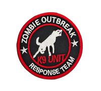 K9 Unit Zombie Outbreak Response Team Patches, Round Hook and Loop Tactical Embroidered Patches, Working Dog Patches for Vest Harnesses Collars Leashes