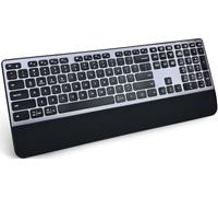 K9100 Wireless Bluetooth Keyboard - Full Size, Multi-Device with Wrist Rest, 3-Level Backlit, Number Pad, Rechargeable Quiet Keyboard for Computer, Laptop, iPad, MacBook, Office, Work