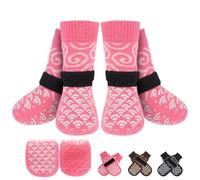 K9meme Dog Socks to Prevent Licking Paws for Hardwood Floors, Anti Slip Dog Paw Protector with Adjustable Straps Double Sides Dog Grippy Shoes Toe Grips for Small Medium Large Senior Dogs Pink M