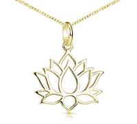 KA-69-G Women's Lotus Flower Pendant 925 Silver Gold-Plated with Chain, 23.5mm x 29mm, Sterling Silver