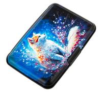 Kaabao Credit Card Holder for Women Men RFID Blocking Wallet Small Business Metal Slim Mini Aluminum Hard Case, Cat Painting, S, Minimalist, Compact, American