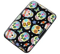 Kaabao Credit Card Holder, Metal Card Wallet RFID Blocking Mini Slim Aluminum Business Hard Card Case for Women Men, Butterfly Sugar Skulls, 4.2 x 2.83 x 0.7 inches, Slim Wallet