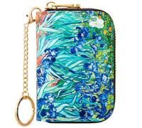 Kaabao Credit Card Holder, RFID Blocking Wallet for Women Small Slim Leather Wallets with Keychain Zipper Business Cards Case, Vincent van Gogh Irises, S, Minimalist