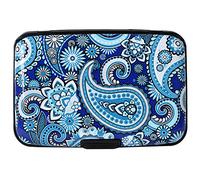 Kaabao Credit Card Holder Small RFID Blocking Metal Slim Mini Aluminum Hard Case for Women Men Floral Paisley Small Minimalist Compact American