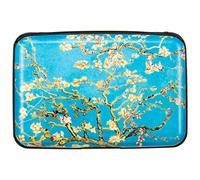 Kaabao Credit Card Holder Small RFID Blocking Wallet Business Metal Slim Mini Aluminum Hard Case for Women Men, Almond Blossoms, S, Minimalist, Compact, American