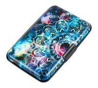Kaabao Credit Card Holder Small RFID Blocking Wallet Business Metal Slim Mini Aluminum Hard Case for Women Men, Mandala in the Galaxy, S, Minimalist, Compact, American