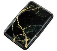 Kaabao Credit Card Holder Small RFID Blocking Wallet Business Metal Slim Mini Aluminum Hard Case for Women Men, Gold Marble Texture, S, Minimalist, Compact, American