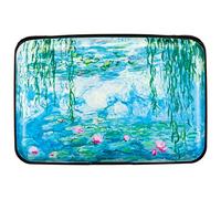Kaabao Credit Card Holder Small RFID Blocking Wallet Business Metal Slim Mini Aluminum Hard Case for Women Men, Water Lilies, S, Minimalist, Compact, American