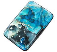 Kaabao Credit Card Holder Small RFID Blocking Wallet Business Metal Slim Mini Aluminum Hard Case for Women Men Gift, Fluid Art, S