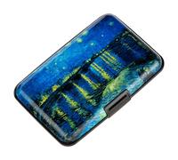 Kaabao Credit Card Holder Small RFID Blocking Wallet Business Metal Slim Mini Aluminum Hard Case for Women Men, Vincent van Gogh Starry Night Over the Rhone, S, Minimalist