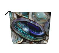 KAABNNT Abalone Nacre Print Single Layer Linen-Like Makeup Bag Stylish and Practical Fake Hemp Makeup Bag