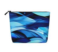 KAABNNT Abstract Blue Print Single Layer Linen-Like Makeup Bag Stylish and Practical Fake Hemp Makeup Bag