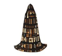 KAABNNT African Mud Cloth Tribal Print Full Print Hooded Cape | 94% Polyester 6% Spandex | Bow Tie | Halloween/Cosplay/Stage