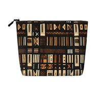 KAABNNT African Mud Cloth Tribal Print Single Layer Linen-Like Makeup Bag Stylish and Practical Fake Hemp Makeup Bag