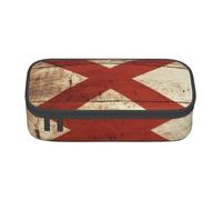 KAABNNT Alabama State Flag on Old Wood Grain Postcard Print Portable Makeup Pencil Organizer Bag: for Eyebrow Pencils Cosmetic