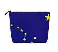KAABNNT Alaska State Flag Print Single Layer Linen-Like Makeup Bag Stylish and Practical Fake Hemp Makeup Bag