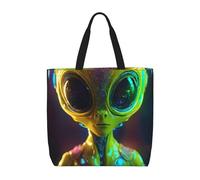 KAABNNT Alien Planet Print Large Tote Bag - Shopping Grocery Bag | Stylish Beach Bag for Travel, Gym & Outings