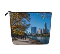 KAABNNT Austin Texas Print Single Layer Linen-Like Makeup Bag Stylish and Practical Fake Hemp Makeup Bag