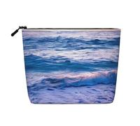 KAABNNT Beach Sunset Ocean Waves Print Single Layer Linen-Like Makeup Bag Stylish and Practical Fake Hemp Makeup Bag