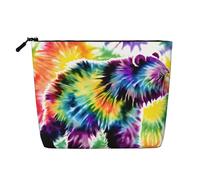 KAABNNT Bear Dancing Tie Dye Print Single Layer Linen-Like Makeup Bag Stylish and Practical Fake Hemp Makeup Bag