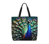 KAABNNT Beautiful peacock Print Large Tote Bag - Shopping Grocery Bag | Stylish Beach Bag for Travel, Gym & Outings