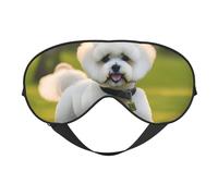 KAABNNT Bichon Frise Dog On The Grass Print Dual - Sided Sleep Soft Eye Mask: All - Round Comfort, Travel and Rest