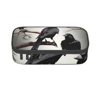 KAABNNT Black Crow Birds on a Branch Print Portable Makeup Pencil Organizer Bag: for Eyebrow Pencils Cosmetic
