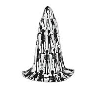 KAABNNT Black Floral Skull Print Full Print Hooded Cape | 94% Polyester 6% Spandex | Bow Tie | Halloween/Cosplay/Stage