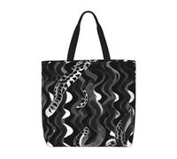 KAABNNT Black White Snake Skin patterns Print Large Tote Bag - Shopping Grocery Bag | Stylish Beach Bag for Travel, Gym & Outings