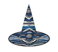 KAABNNT Blue Polynesian Maori Tribal Patterns Print Halloween Witch Hat - Oxford Cloth, Collapsible, for Party/Masquerade & Easy Care