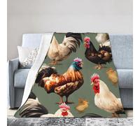 KAABNNT Chicken And Rooster Print Print Ultra-Soft Micro Fleece Blanket - Anti-Pilling, Air Conditioning Blanket for Bed,Sofa,Camping,Travel