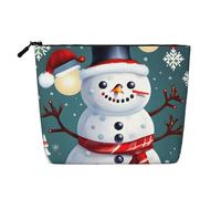KAABNNT Christmas Happy Snowmans Print Single Layer Linen-Like Makeup Bag Stylish and Practical Fake Hemp Makeup Bag