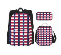 KAABNNT Flag of Texas Print 3-in-1 Waterproof Oxford Backpack Set | Lunch Box | Pencil Case | Work | Outdoor