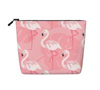 KAABNNT Flamingo Palm Leaves Print Single Layer Linen-Like Makeup Bag Stylish and Practical Fake Hemp Makeup Bag