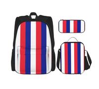KAABNNT French Flag Print 3-in-1 Waterproof Oxford Backpack Set | Lunch Box | Pencil Case | Work | Outdoor