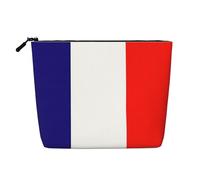 KAABNNT French Flag Print Single Layer Linen-Like Makeup Bag Stylish and Practical Fake Hemp Makeup Bag