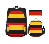 KAABNNT German Flag Print 3-in-1 Waterproof Oxford Backpack Set | Lunch Box | Pencil Case | Work | Outdoor
