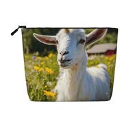 KAABNNT Goat Print Single Layer Linen-Like Makeup Bag Stylish and Practical Fake Hemp Makeup Bag