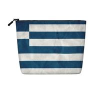 KAABNNT Greek Flag Print Single Layer Linen-Like Makeup Bag Stylish and Practical Fake Hemp Makeup Bag