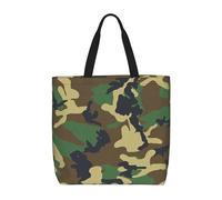 KAABNNT Green Military Camo Print Large Tote Bag - Shopping Grocery Bag | Stylish Beach Bag for Travel, Gym & Outings