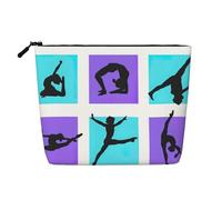 KAABNNT Gymnastics Game Print Single Layer Linen-Like Makeup Bag Stylish and Practical Fake Hemp Makeup Bag