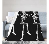 KAABNNT Halloween Posable Skeleton Skull Print Ultra-Soft Micro Fleece Blanket - Anti-Pilling, Air Conditioning Blanket for Bed,Sofa,Camping,Travel