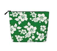 KAABNNT Hawaii Flower Print Single Layer Linen-Like Makeup Bag Stylish and Practical Fake Hemp Makeup Bag