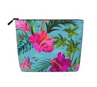 KAABNNT Hello Hawaii Print Single Layer Linen-Like Makeup Bag Stylish and Practical Fake Hemp Makeup Bag