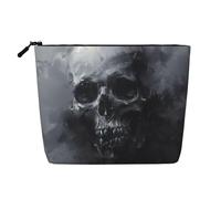 KAABNNT Horror Ghost Skull Print Single Layer Linen-Like Makeup Bag Stylish and Practical Fake Hemp Makeup Bag