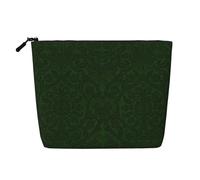 KAABNNT Hunter Green Floral Petals Patterns Print Single Layer Linen-Like Makeup Bag Stylish and Practical Fake Hemp Makeup Bag