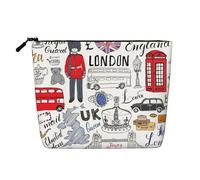 KAABNNT I Love London Print Single Layer Linen-Like Makeup Bag Stylish and Practical Fake Hemp Makeup Bag