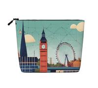 KAABNNT I Love London Print Single Layer Linen-Like Makeup Bag Stylish and Practical Fake Hemp Makeup Bag